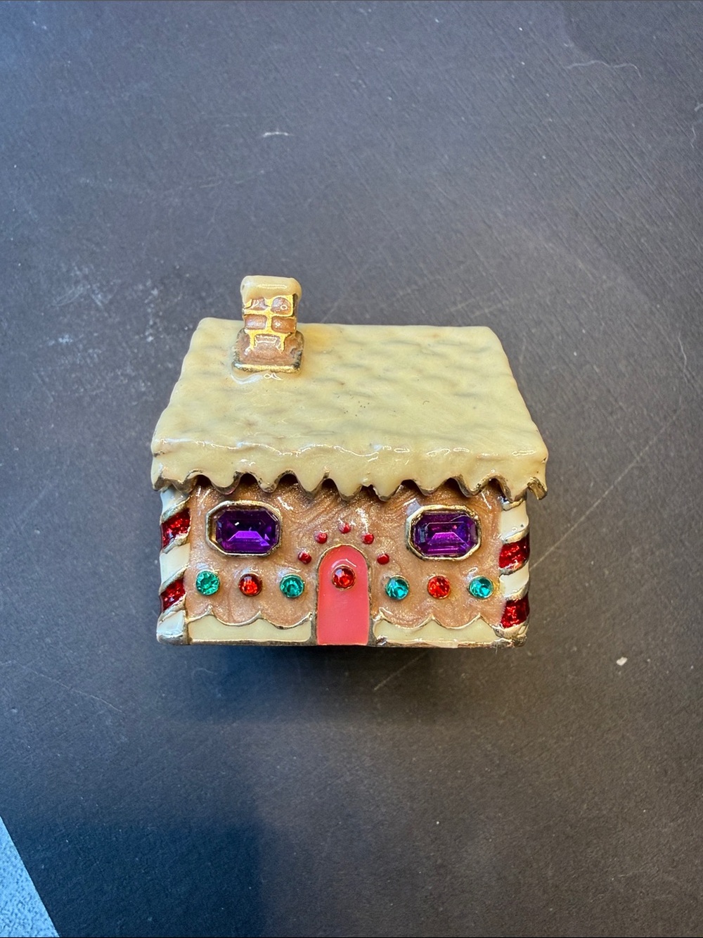 Monet Holiday Gingerbread House Trinket Box